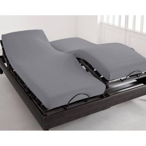 Drap-housse t&ecirc;te et pieds relevables gris en jersey LAUREAT