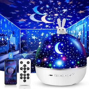 One Fire Veilleuse Bébé Projecteur Ciel Etoile15 FilmsBluetooth Veilleuse Musicale Lumineuse360° Etoile Lumineuse Telecommandé