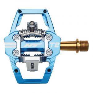 HT Components Pédales automatiques VTT T2 titane bleu