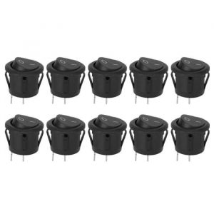 Interrupteur à bascule - OMABETA - Lot de 10 interrupteurs ronds 2Pin KCD1 ON-OFF en plastique noir