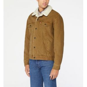 Levi's Veste courte en jean type 3 doublure Sherpa Beige