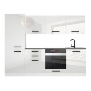 Cuisine Equipee Complete Sandy Muebles de Cuisine Complets - 240 cm. Cuisine Complete sans Plan de Travail, Blanc très Brillant - Belini