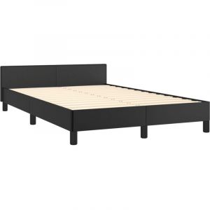 VidaXL Cadre de Lit avec Tête de Lit, Lit Rembourré avec Sommier à Lattes, Lit Double avec Pied, Lit Adulte, Moderne, Noir 120x190 cm Similicuir