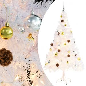VidaXL Arbre de No?l artificiel avec boules et LED Blanc 150 cm