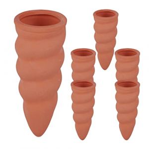 Image de Relaxdays C&ocirc;ne d&rsquo;arrosage, Terre Cuite, Lot de 6, pour Bouteilles Pet d&rsquo;1,5 l, jardini&egrave;res et Plantes en Pot, Terracotta