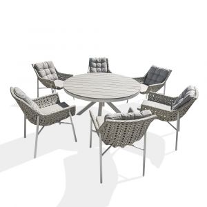 Remarquable Ensemble repas de jardin 6 places - Blanc