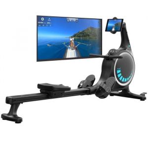 Skandika Rameur Nemo V Hybrid - résistance magnétique et eau, réservoir à 90°, max 200 cm & 150 kg, Compatible Kinomap, Bluetooth