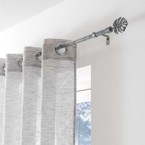 Douceur d'int&eacute;rieur - Kit de tringle &agrave; rideaux extensible Feuille - L210 /L380 cm - Patine Gris - Douceur d'int&eacute;rieur