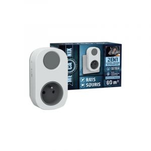 Protecta Mecanix - Repousseur ultrasons rats & souris 80 m² 2 en 1