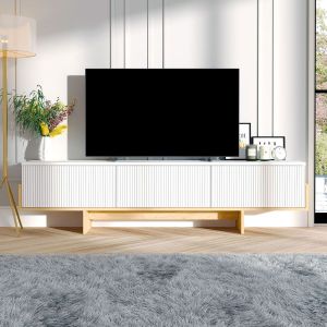 Concept-Usine Meuble TV avec placards blanc et bois 180cm WOPI