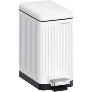 Songmics Petite poubelle 10L avec couvercle pédale en acier blanc nuage