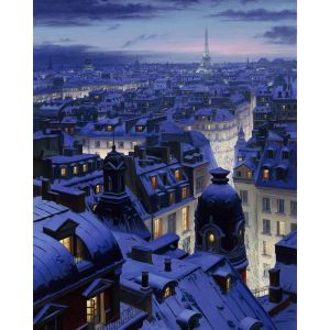 Figured'Art Peinture par Numéro Adulte Toits de Paris - Activité Manuelle Kit de Loisir Créatif DIY Numéro d'art Complet - 40x50cm sans châssis en Bois