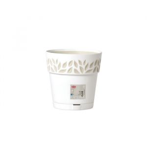 Stefanplast Pot de fleurs Cl&OElig; - 20 x H19 cm - Blanc et taupe travertin