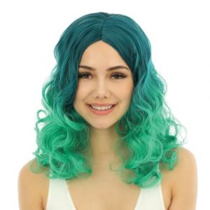 Ruedelafete Perruque manga longue bouclée luxe Vert