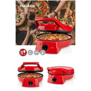 Nedis Four à Pizza et tartes avec Grill Plancha Revêtement Pierre antiadhésif 1800 W pour pancakes, omelettes, quiches et flammekueche