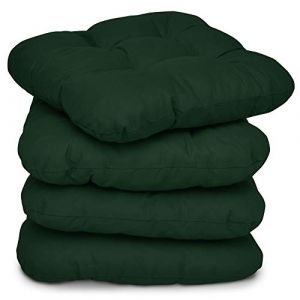 Beautissu Lot de 4 Galettes de chaise - coussins matelassés Lisa Vert foncé