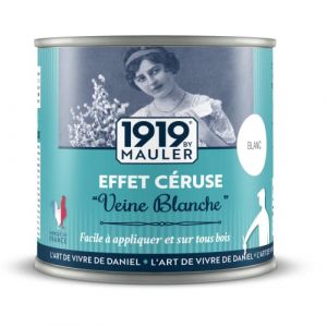 1919 BY MAULER - Peinture C&eacute;ruse &laquo; Effet C&eacute;rus&eacute; &raquo; - BLANC - 1L - Patine et blanchit les veines du bois, effet shabby chic : meuble, parquet, escalier, boiserie