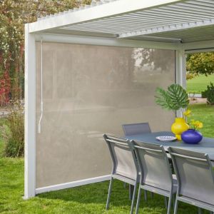 Store lat&eacute;ral 3m blanc pour pergola bioclimatique Palace