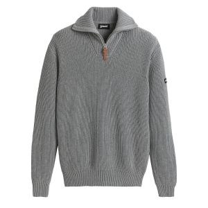 Schott Pull col montant zippé Tommy 1 Gris Chiné - Taille XL