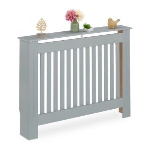 Relaxdays Cache-radiateur, superbe design, tablette pratique, en mdf, h x l x p : 83 x 112 x 19 cm, gris