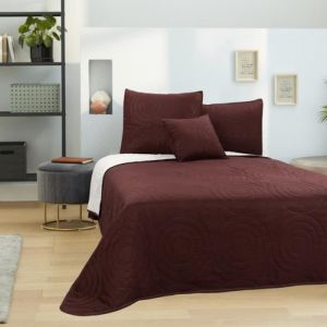 Couvre lit boutis - Piquage Circle - Marron - 4 pi&egrave;ces - Motif Circle - Chambre