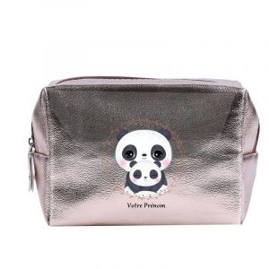 Grande trousse et pochette de maquillage Rose gold Taperso avec motif Panda maman personnalisee