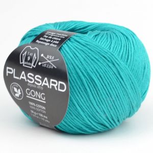 100% Coton À Tricoter Mercerisé Gong Uni - Plassard - Ppsc 049 Bleu