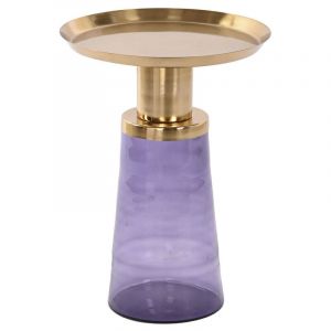 Table d'appoint Dkd Home Decor 37 x 37 x 50 cm Verre Bleu Doré Fer