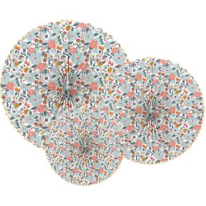 Ruedelafete Set de 3 éventails Fleuris