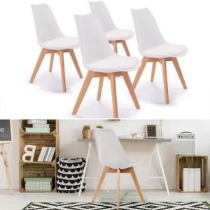 Idmarket Lot de 4 chaises SARA blanches pour salle à manger design scandinave