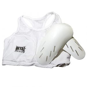 Metal Boxe Brassiere avec Coques Protege Poitrine Femme, Blanc, XS