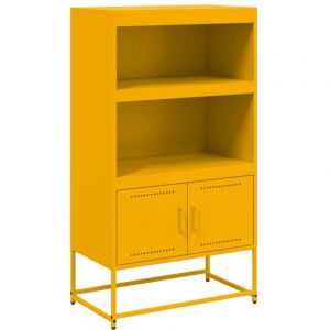 VidaXL Buffet haut blanc 68,5x38,5x107 cm acier, buffet, placard, armoire latérale, armoire, armoire de rangement, armoire haute, meuble de salon