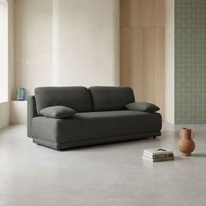 Banquette convertible 3 places velours c&ocirc;tel&eacute; avec coffre de rangement - L 192 x P 100 x H 81cm - Nelson Velours c&ocirc;tel&eacute; Anthracite