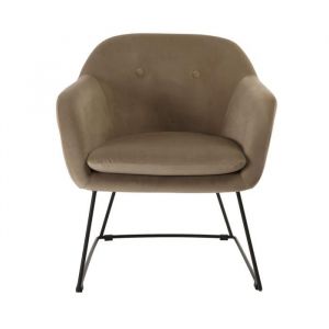 Image de BLANC Fauteuil Urban Pieds évasés métal tissu velours chamois