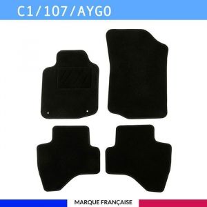Autosweet - Tapis de voiture - Sur Mesure pour C1 / 107 / aygo (2005 - 2014) - 4 pi&egrave;ces - Tapis de sol antid&eacute;rapant pour automobile