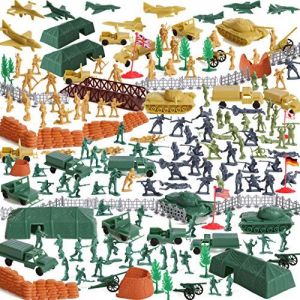 Ensemble de base militaire énorme de 300 pièces, 200 soldats 100 accessoires de l'armée dans un conteneur de stockage
