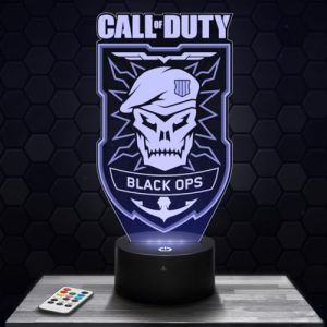 Lampe 3D - Call OF Duty Black Ops - Jouet Figurine Cadeau COD - Veilleuse Led Tactile avec socle au choix et t&eacute;l&eacute;commande