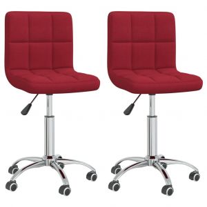 Image de VidaXL Chaises Pivotantes De Salle ¿¿ Manger 2 Pcs Rouge Bordeaux Tissu