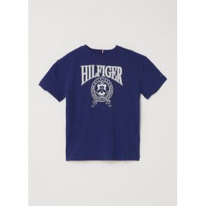 Tommy Hilfiger Tshirt à col rond et manches courtes avec logo Bleu - Taille 16 Ans