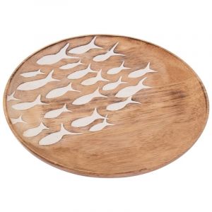 ORIGEN Home Decor Plato Peces Grande Cajas Y Bandejas | Bandeja de Decoración Marrón Redondo - 2x22x22cm<br /><br />