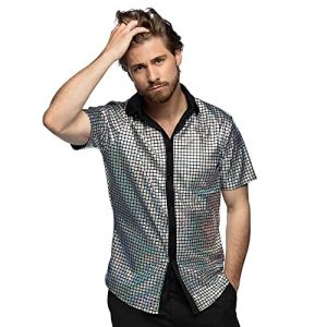 Chemisette Disco Facettes Argent Brillant Homme XL - Gris - Marque - Mod&egrave;le