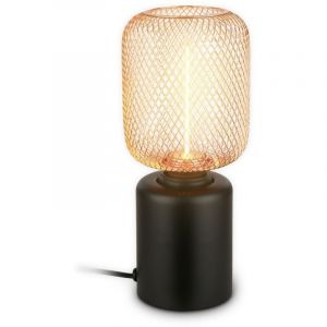 BRILONER - Lampe de table avec treillis métallique, interrupteur à fil, douille E27, lampe de chevet, lampe de bureau, lampe de salon à poser, lampe à poser, 10 x 25 cm, rosegold