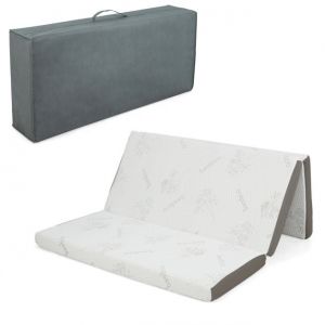 Matelas pliable Coast en mousse à mémoire de forme au gel frais avec housse en bambou et bordures en tissu maillé