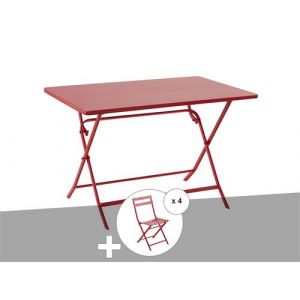Table de jardin rectangle Greensboro 110 x 70 cm Groseille + 4 chaises spéride