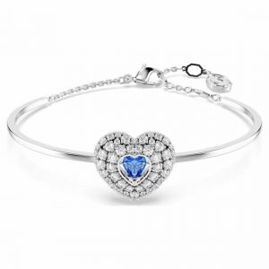 Swarovski Bracelet-jonc Hyperbola, C?ur, Bleu, Métal rhodié