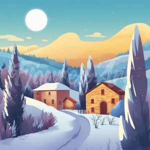 Mini broderie diamant : Nuit d'Hiver en Toscane - sans chassis en bois