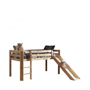 DRAWER Lit enfant mezzanine avec toboggan en bois 90x200cm - Bois clair