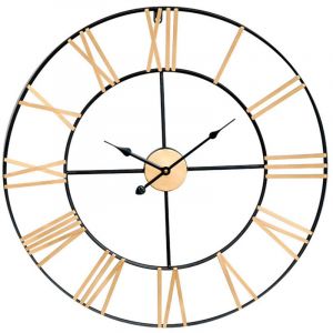 Thinia Home - Horloge murale vintage noir/bronze Ø60cm