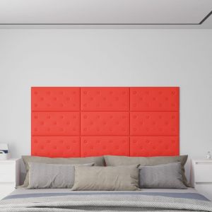VidaXL Panneaux muraux 12 pcs Rouge 60x30 cm Similicuir 2,16 m² Rouge