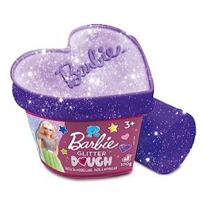 Lisciani Giochi Giochi- Barbie Glitter Dough, Pots en Forme de cœur, Pate à Modeler avec Paillettes, 100 g, 88744 88744-Jeu creatif pour Les Filles a partir de 3 Ans